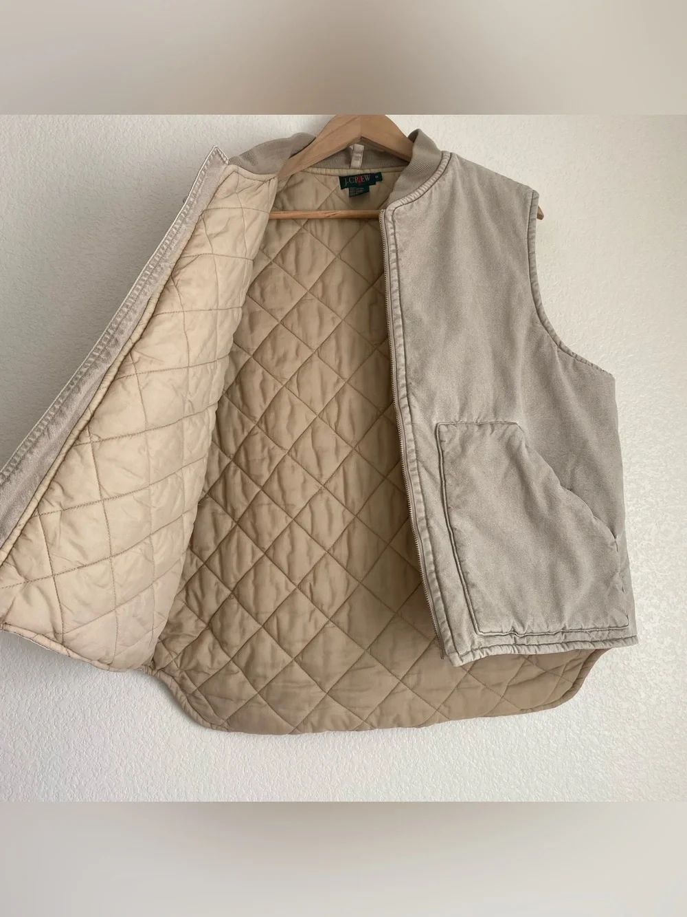 Vintage J. Crew canvas vest puffer quilt lined work wear, M